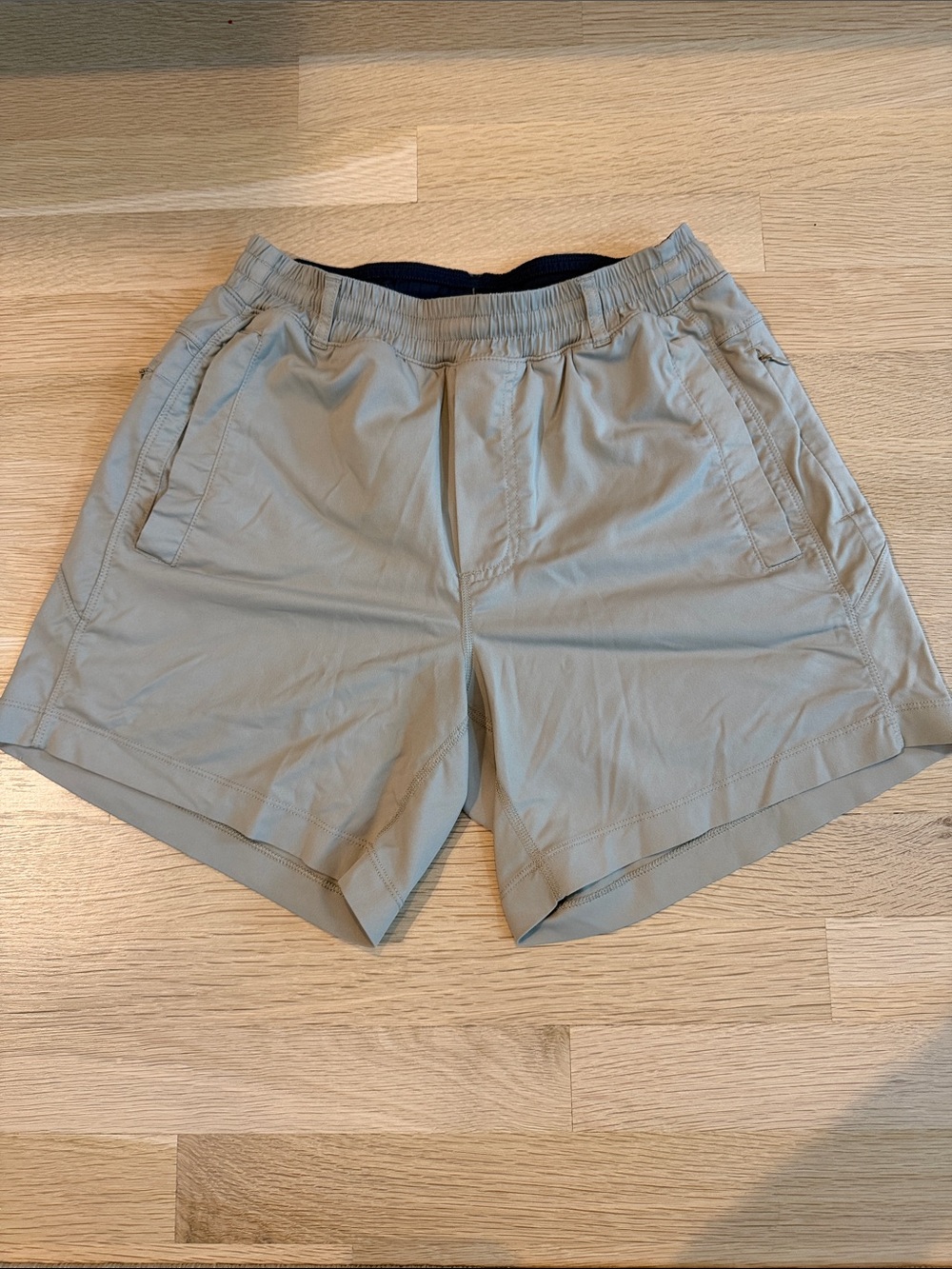 Birddogs Men's Athletic Shorts in Tan with Navy Waistband